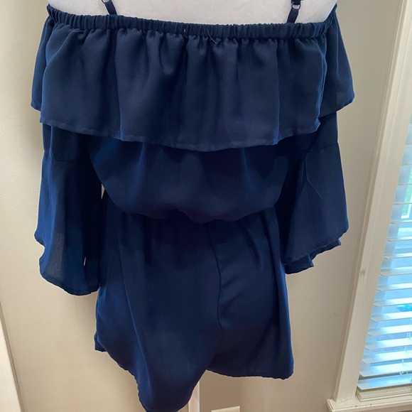 Soulmates Blue Jumpsuit with Elastic Waistband and Straight Leg - Picture 2 of 3